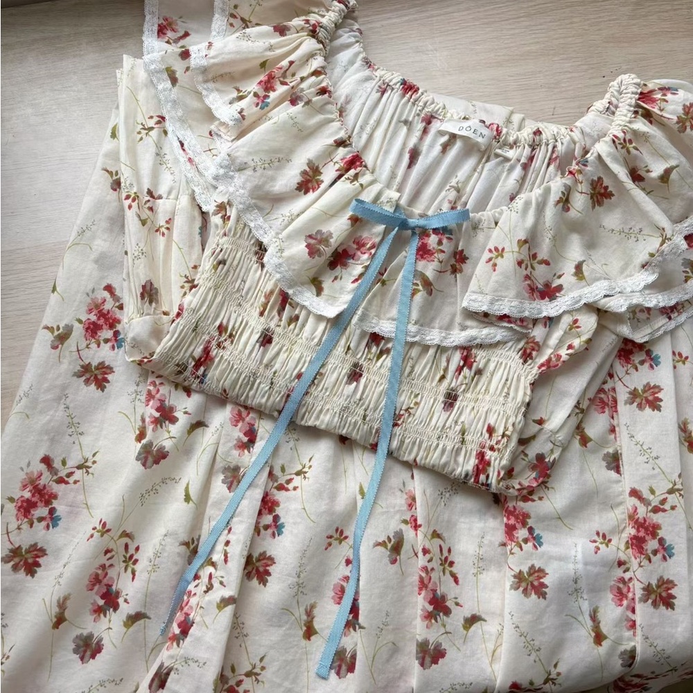 Doen Illiana Smocked Tiered Organic Cotton Maxi Dress